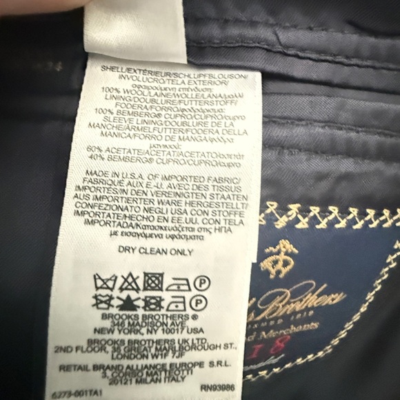 Brooks Brothers Fitzgerald 1818 Suit Jacket 40R Wool |Made in USA|Italian Fabric - Picture 12 of 12